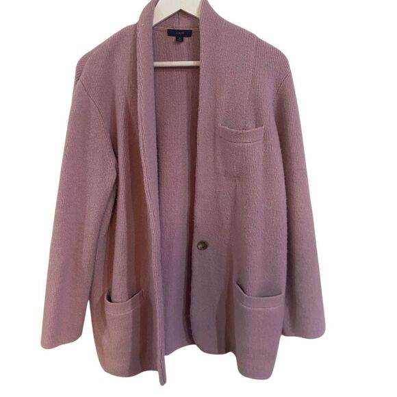 J crew wool blend cardigan blazer purplish pink pockets one button medium - Picture 1 of 5